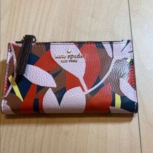 Kate Spade Red and Pink Leaf Print Wallet